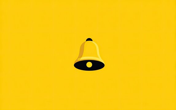Golden bell graphic centered on a solid yellow background, with slight shadows and highlights