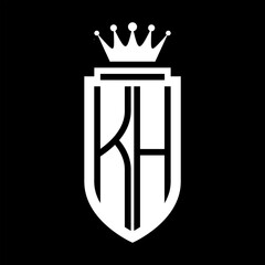 KH Vector logo initials shield with royal crown minimalist, elegant style