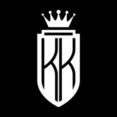 KK Vector logo initials shield with royal crown minimalist, elegant style