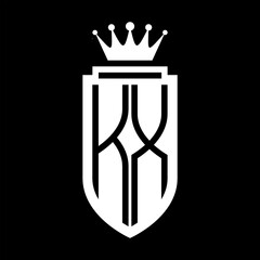 KX Vector logo initials shield with royal crown minimalist, elegant style