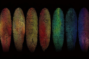 Colorful Collection of Diverse Human Fingerprints in Artistic Display
