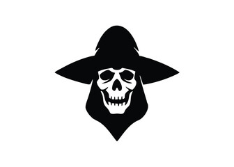 witch shadow skull silhouette vector icon