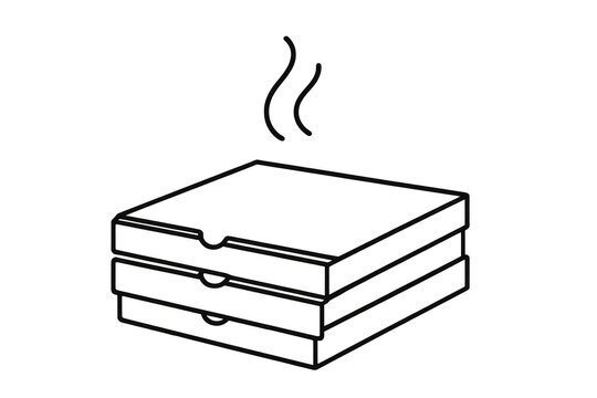 Stack of three hot pizza boxes with steam isolated on transparent background, icon