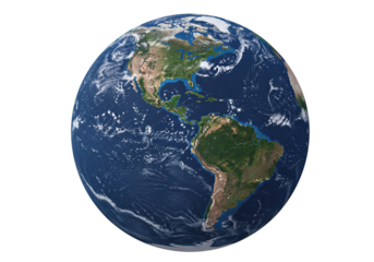 Earth globe with North and South America isolated, realistic planet for geography and science