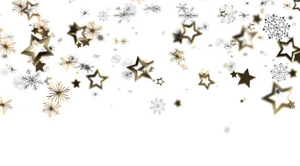 Elegant festive background with gold stars and snowflakes. Perfect for Christmas, New Year, and winter holidays.