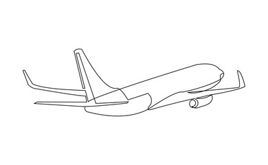 Continuous line of airplane aircraft remote control aero modeling. Sketch drawing editable stroke vector illustration