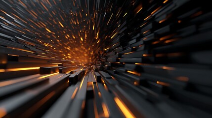 Abstract futuristic tunnel with orange light, symbolizing progress, innovation, and a dynamic technological environment