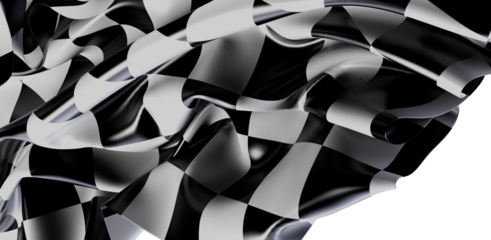A dynamic image featuring a flowing checkered flag in grayscale, perfect for conveying motion, competition, and success. Ideal for sports, racin
