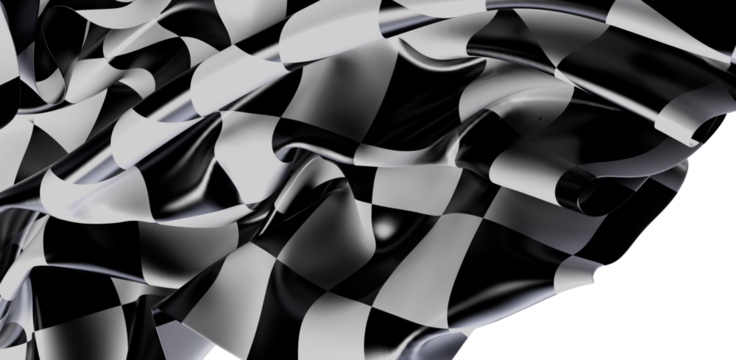 A dynamic image featuring a flowing checkered flag in grayscale, perfect for conveying motion, competition, and success. Ideal for sports, racin