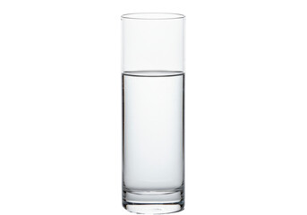 Glass of water isolated on transparent background, clear liquid in tall cylindrical glass