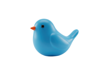 Cute blue bird isolated PNG, simple cartoon animal on transparent background