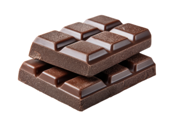 Two stacked dark chocolate bars, showcasing squares