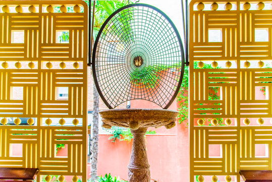 Barcelone, Spain - July 13 2025: The beautiful decoration window and balcony of Casa Vicens in Barcelone Spain