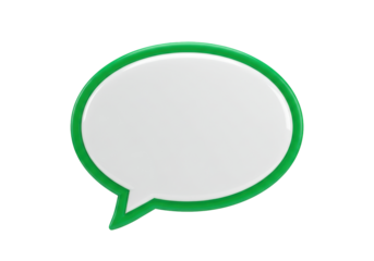 Green and white speech bubble PNG isolated on transparent background, communication concept