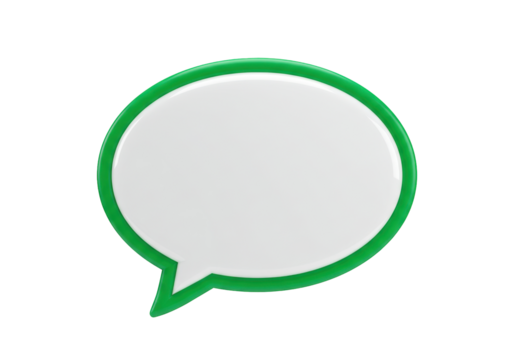 Green and white speech bubble PNG isolated on transparent background, communication concept