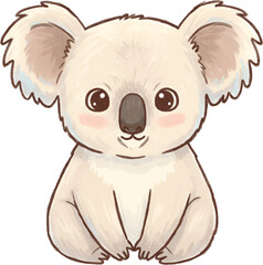 Koala Minimal Hand-Drawn Style Clipart PNG