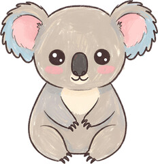 Koala Minimal Hand-Drawn Style Clipart PNG