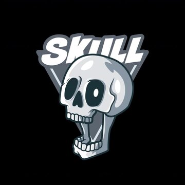 Spooky Skull Badge Animation on Alpha. Laughing Halloween Loop.