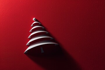 Minimalist christmas tree concept on red background