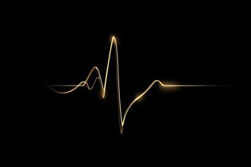Golden Minimalist EKG Waveform on Black Background for Heart Health Visualization
