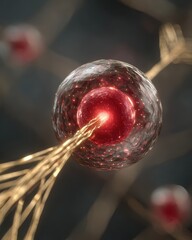 Delicate Golden Arrow Concept of Targeted Therapy Represented in a Cellular Structure