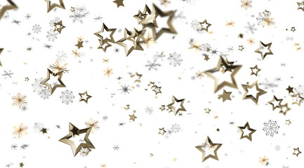 Festive winter background with gold stars and snowflakes. Perfect for holiday designs.