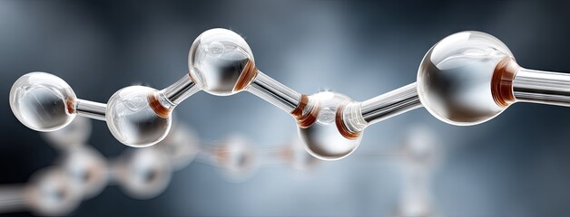 Molecular structure with orange and white spheres representing atoms in a scientific research setting