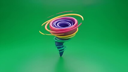 Abstract Colorful Spinning Tornado Vortex on Green Background. - Powered by Adobe