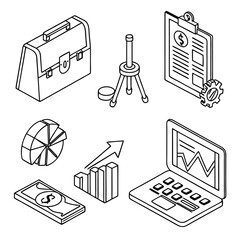 Business items isometric illustration