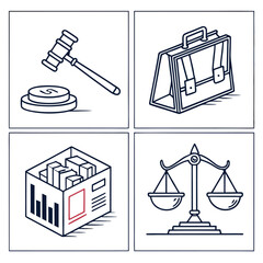 Business law icons illustration