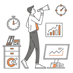 Business leader with megaphone