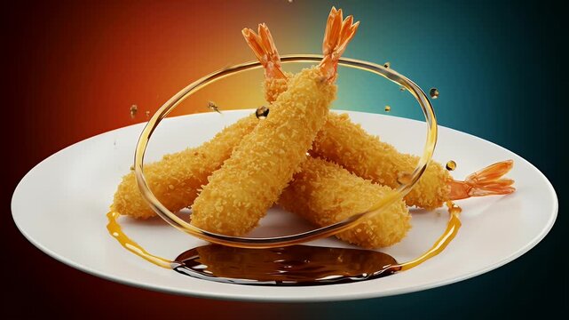 Elegant Presentation of Crispy Japanese Shrimp Tempura.