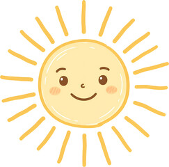 Cute Smiling Sun Character PNG Illustration