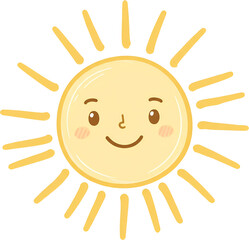 Cute Smiling Sun Character PNG Illustration