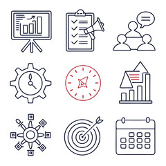 Business line icons set