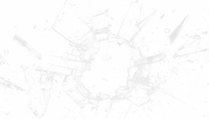 PNG shattered glass forming dynamic explosion on transparent background, broken fragments ideal for overlays, poster design