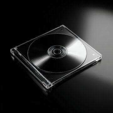Dramatic Black Surface with Glossy Clean CD Case Mockup on Side View for Design Displays