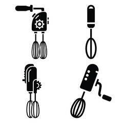 egg beater  vector icons set isolated on white background