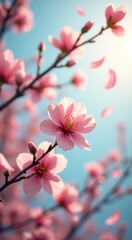 Fototapeta premium Pink flower that is growing on a tree