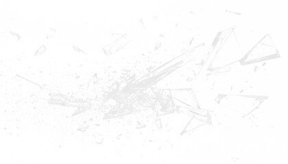 Minimal PNG shattered glass forming cascading broken pieces on transparent background, elegant fragments perfect for overlays, digital art, posters, and creative design projects