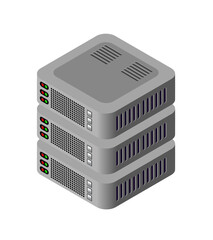 Single server network technology of connection data 3D illustration