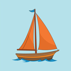 Sailing Boat Cartoon Vector Illustration
