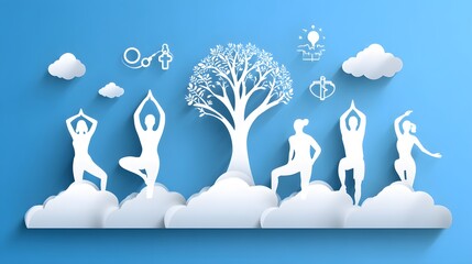 Obraz premium paper cut healthy lifestyle