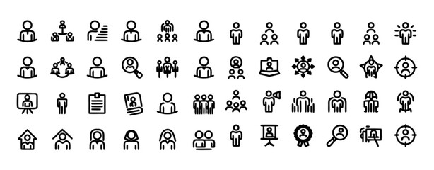 Collection of hand drawn business people icons and symbols
