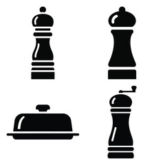 pepper grinder  vector icons set isolated on white background