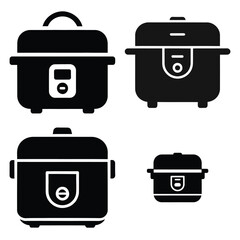 rice cooker  vector icons set isolated on white background
