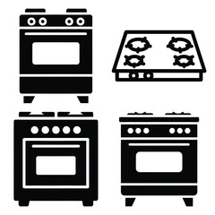 stove  vector icons set isolated on white background