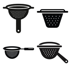 tea strainer  vector icons set isolated on white background