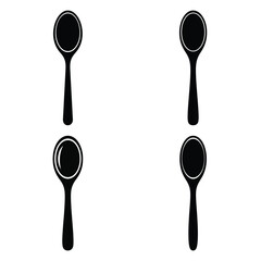 wooden spoon  vector icons set isolated on white background