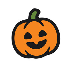 Simple Jack-O-Lantern Pumpkin Emoticon Minimal Halloween Vector